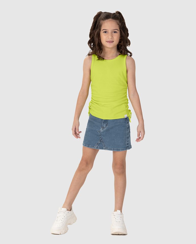 Regata Infantil Menina Laço Lateral Em Malha Viscose Canelada Malwee Kids