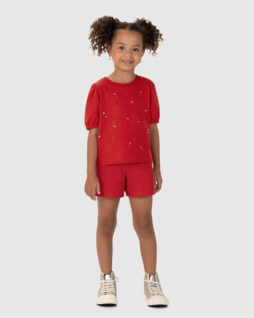 Conjunto Infantil Menina Blusa Detalhe Strass Em Algodão Malwee Kids