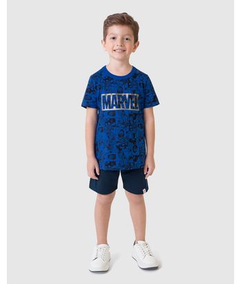 Conjunto Infantil Menino Camiseta Avengers Estampa Corrida Malwee Kids