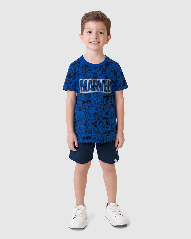 Conjunto Infantil Menino Camiseta Avengers Estampa Corrida Malwee Kids