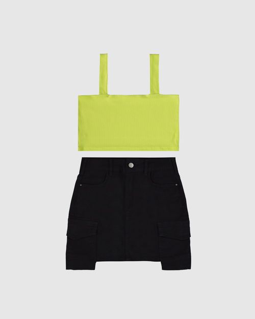 Conjunto Menina Regata Cropped E Saia Malwee Kids