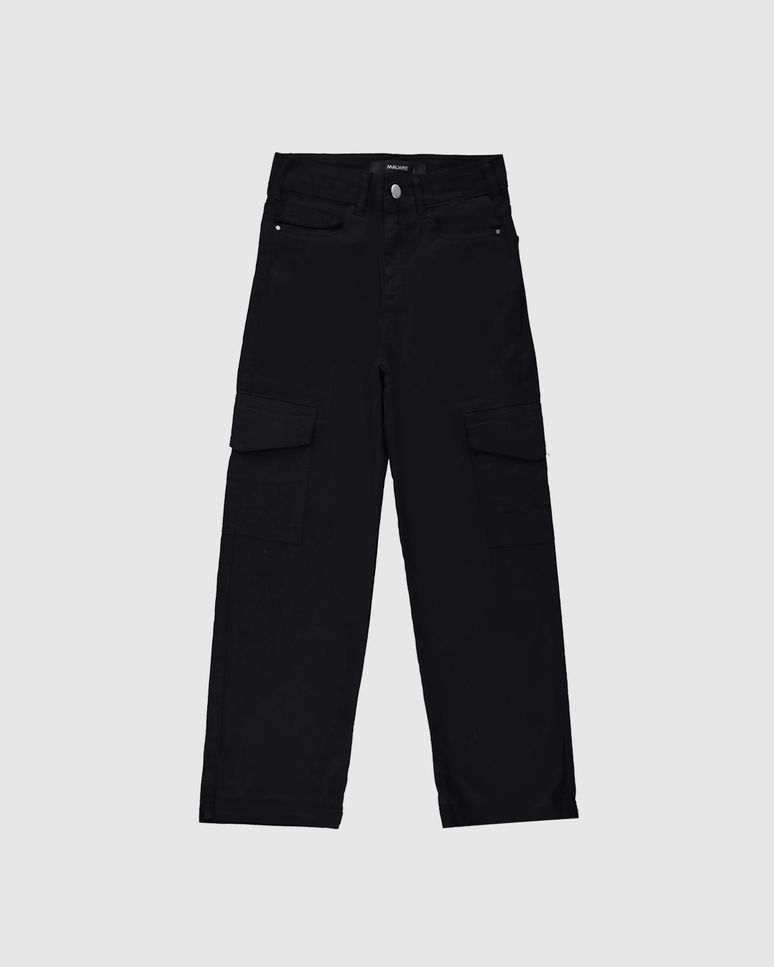 Calça Menina Straight Cargo Cintura Alta Em Sarja Stretch Malwee Kids