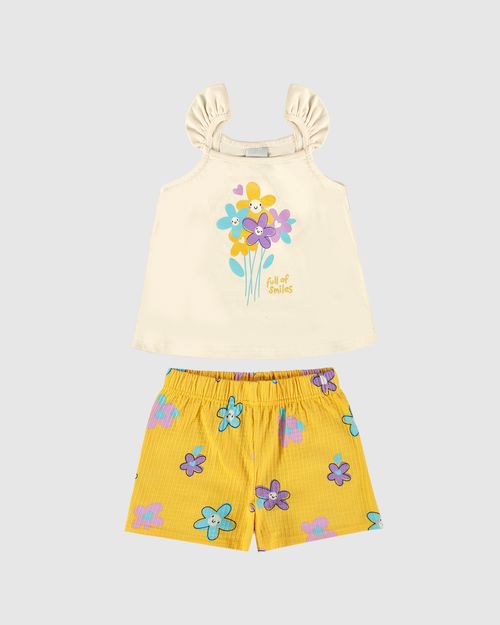 Conjunto Infantil Menina Estampa Flores Em Malha Malwee Kids