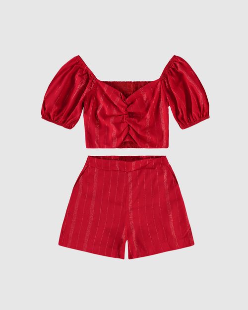 Conjunto Menina Cropped E Shorts Em Viscose Lurex Malwee Kids