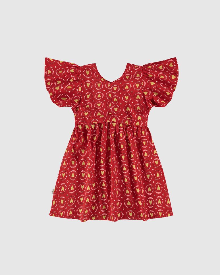 Vestido Infantil Estampa Corações Metalizado Em Viscose Malwee Kids
