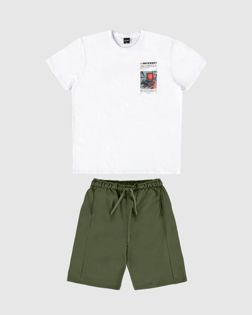 Cojunto Menino Camiseta Estampa Peitoral Em Algodão Malwee Kids