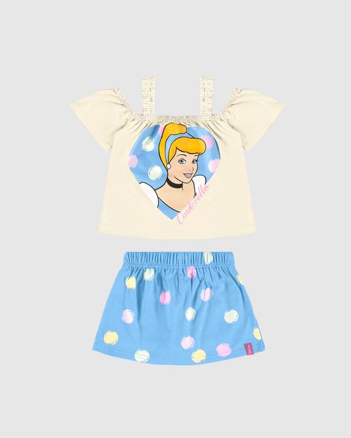 Conjunto Infantil Menina Cinderella Princesa Disney Em Algodão Malwee Kids
