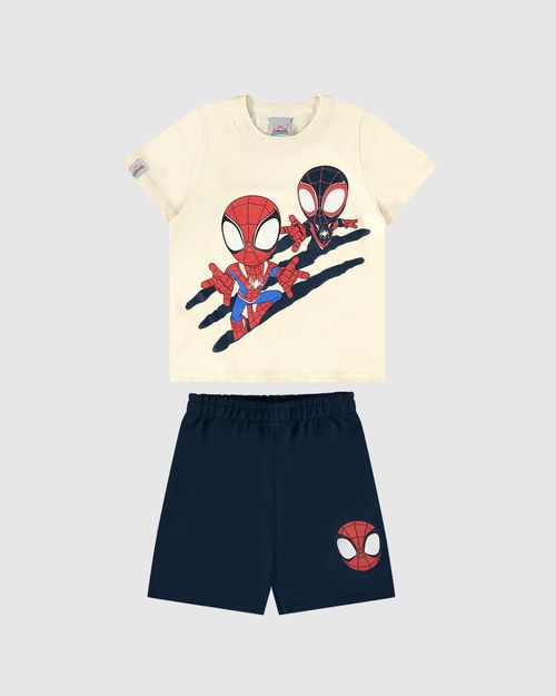Conjunto Infantil Menino Bermuda Homem-Aranha Em Moletinho Malwee Kids