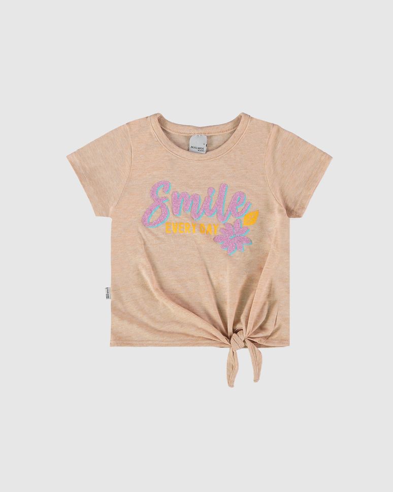 Blusa Infantil Menina Smile Amarração Frontal Em Malha Rajada Malwee Kids