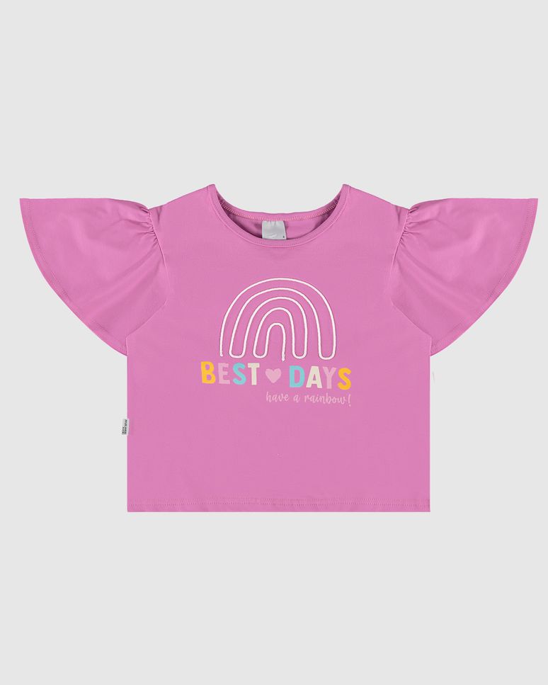 Blusa Infantil Menina Best Days Have A Rainbow Em Algodão Malwee Kids
