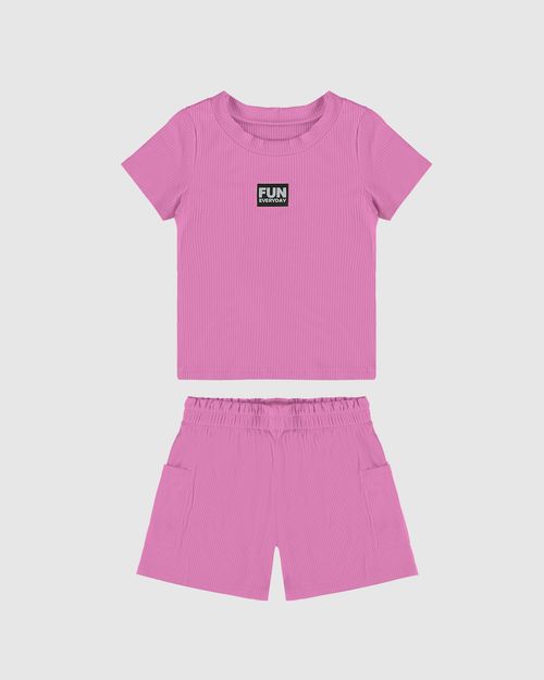 Conjunto Infantil Menina Fun Everyday Em Malha Viscose Canelada Malwee Kids