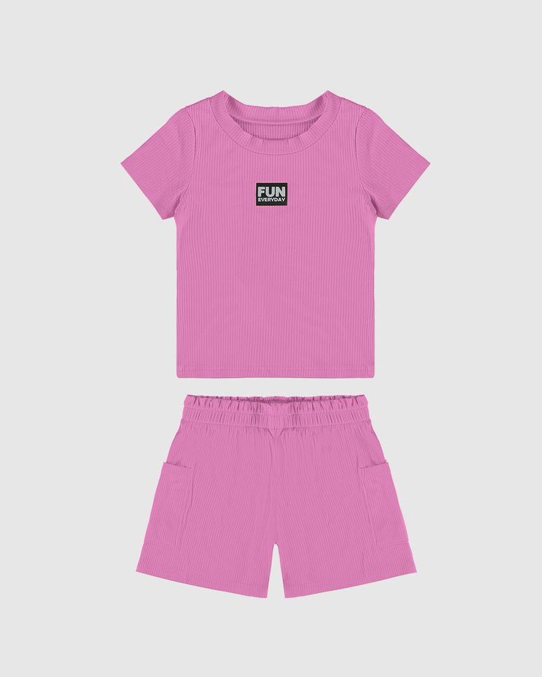 Conjunto Infantil Menina Fun Everyday Em Malha Viscose Canelada Malwee Kids
