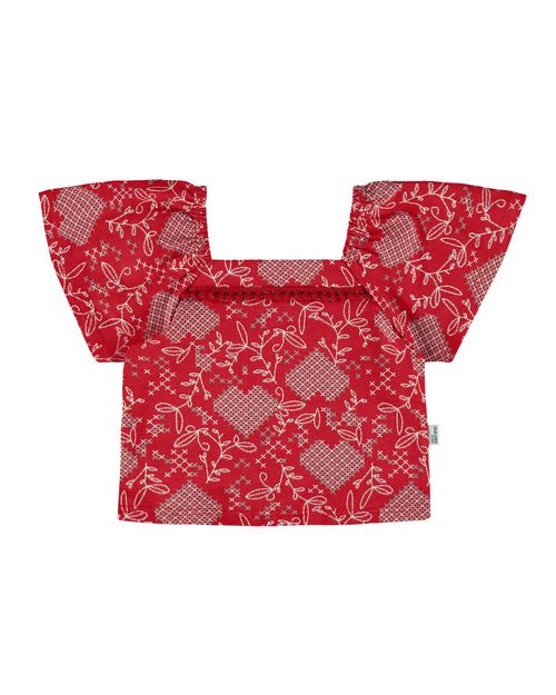 Blusa Infantil Menina Cropped Detalhe Renda Pompom Malwee Kids