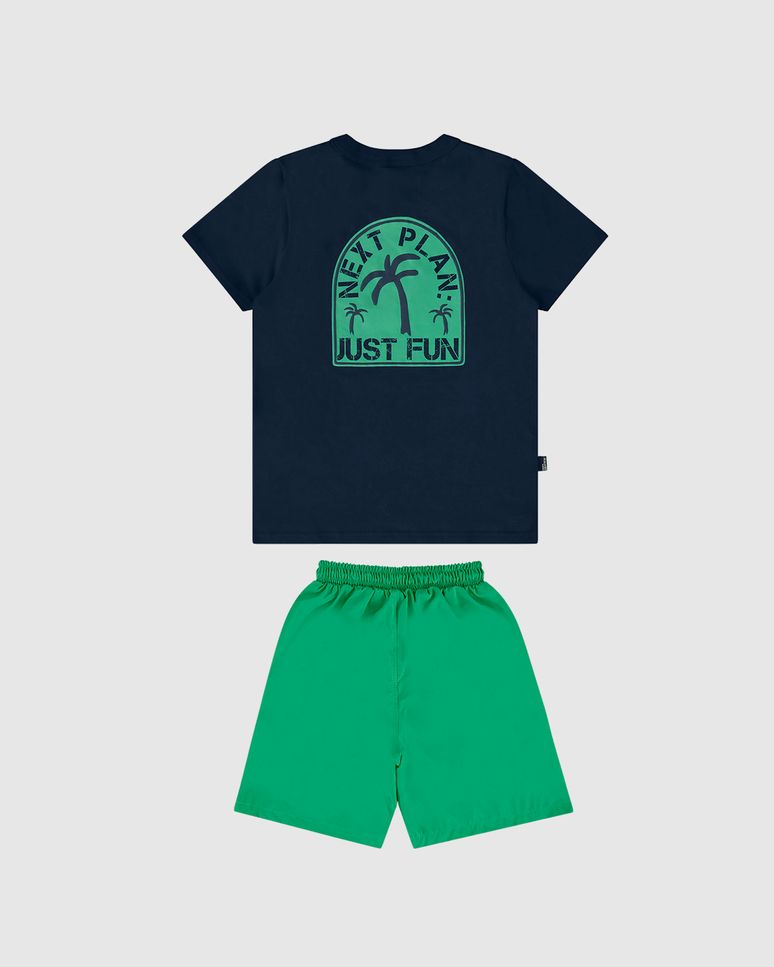 Conjunto Infantil Menino Camiseta Estampa Frente E Costas Malwee Kids