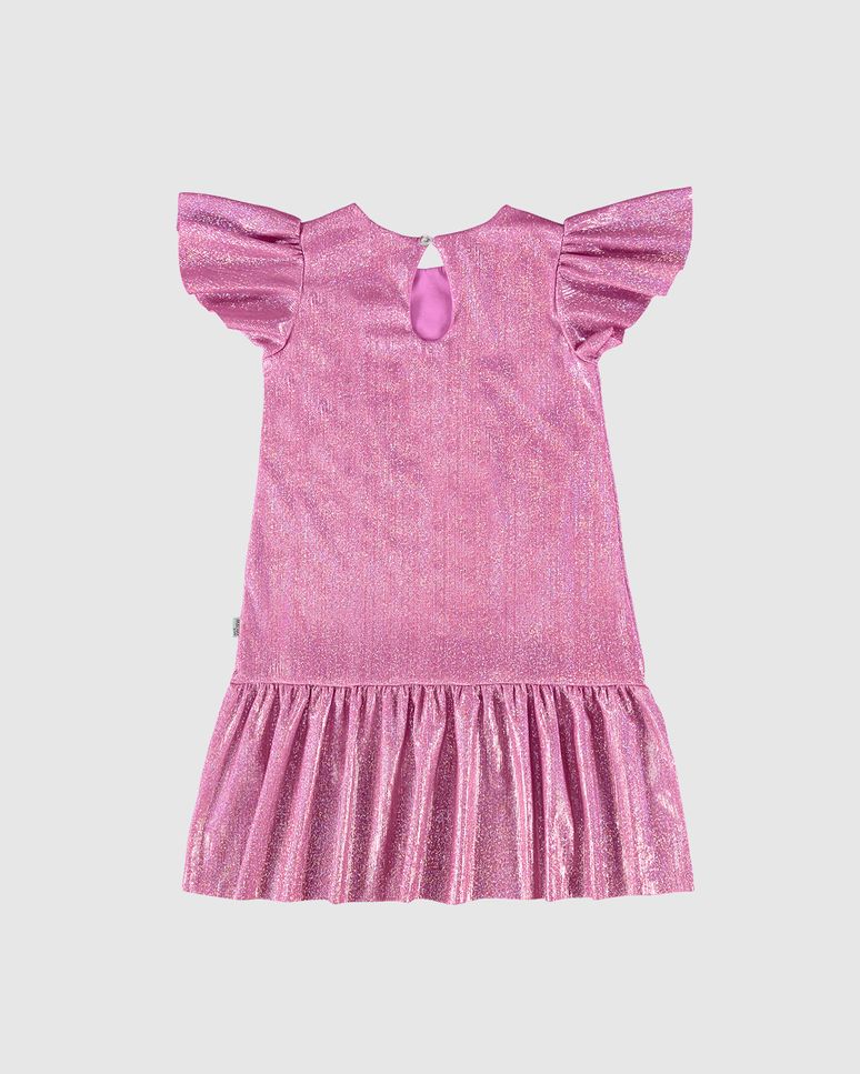 Vestido Infantil Evasê Em Malha Metalizada Malwee Kids
