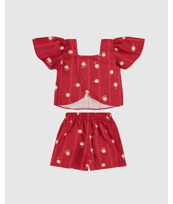 Conjunto Infantil Menina Blusa Com Botões Decorativos Malwee Kids