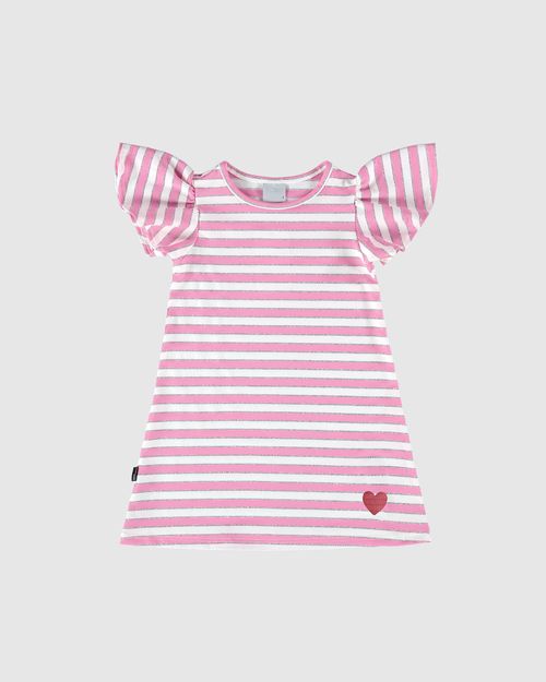 Vestido Infantil Amplo Em Malha Listrada Lurex Malwee Kids