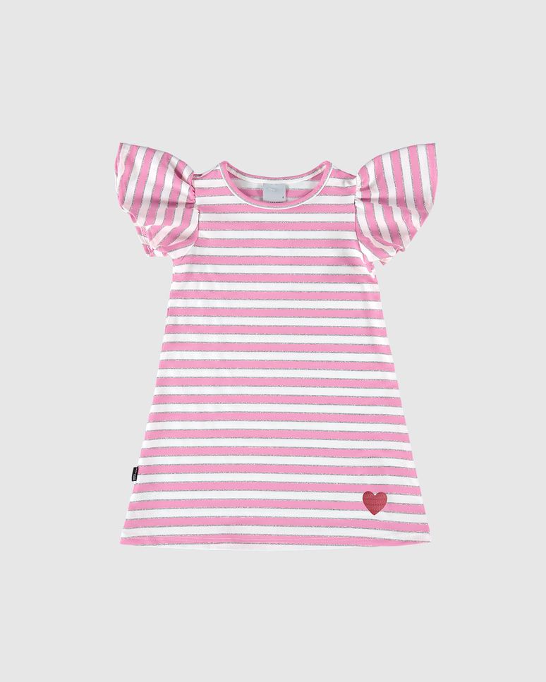 Vestido Infantil Amplo Em Malha Listrada Lurex Malwee Kids