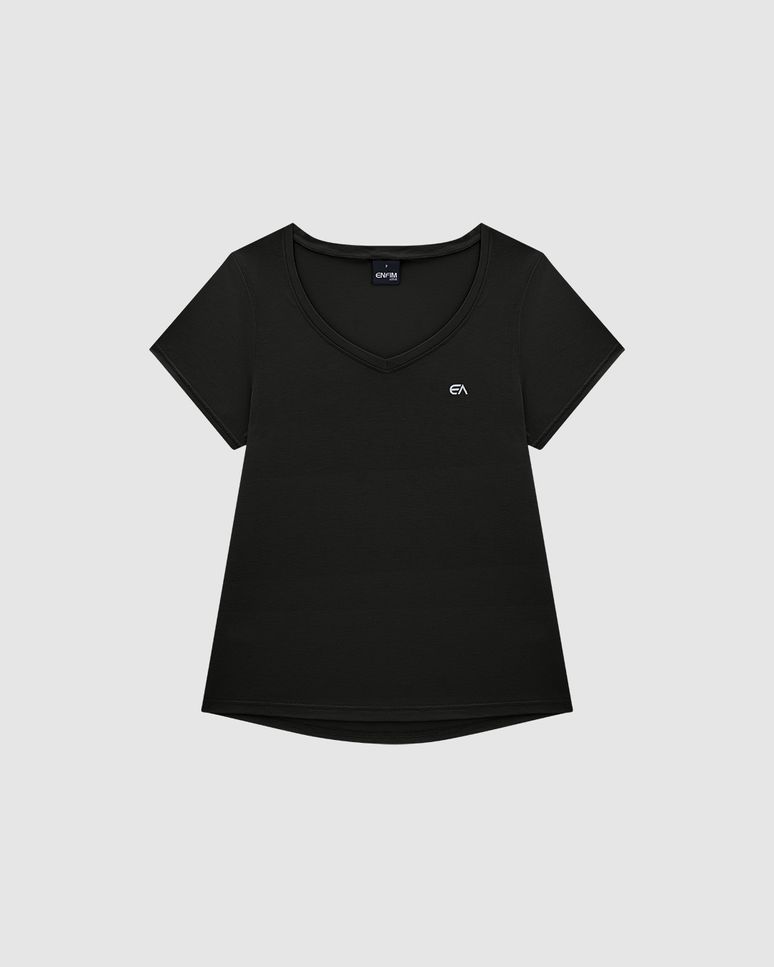 Blusa Slim Feminina Manga Curta Em Viscose Stretch - ENFIM