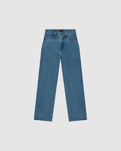 Calça Feminina Reta Cintura Alta Em Jeans 100% Algodão - ENFIM