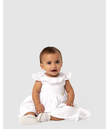 Conjunto Menina Vestido + Calcinha Em Tricoline Devorê - Carinhoso
