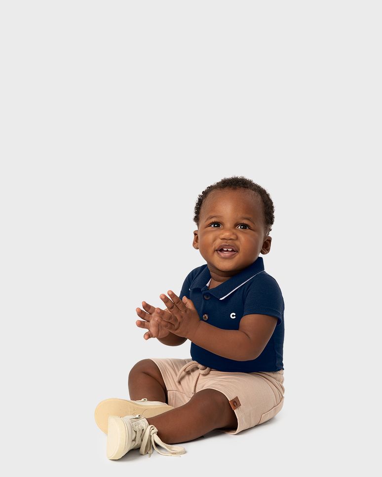 Body Polo Menino Em Algodão - Carinhoso