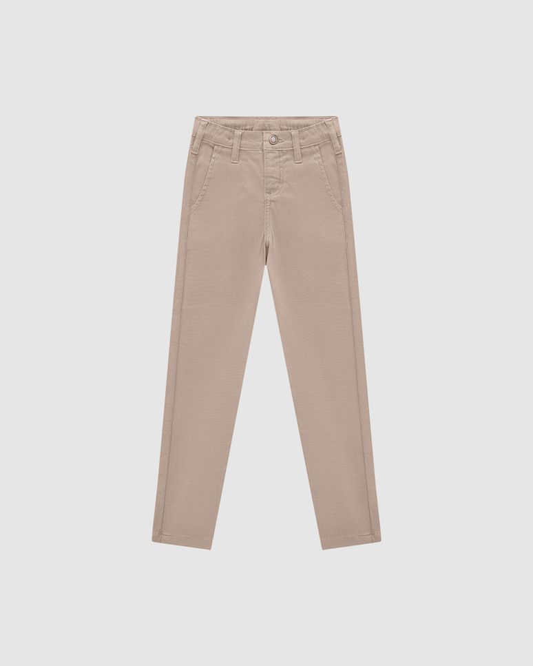 Calça Menino Chino Cintura Média Em Sarja Com Elastano - Carinhoso