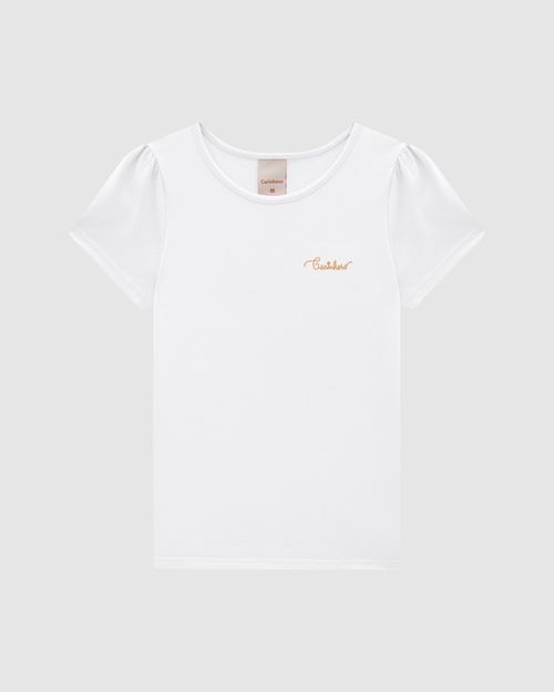 Blusa Menina Bordado No Peitoral Em Malha De Algodão Carinhoso