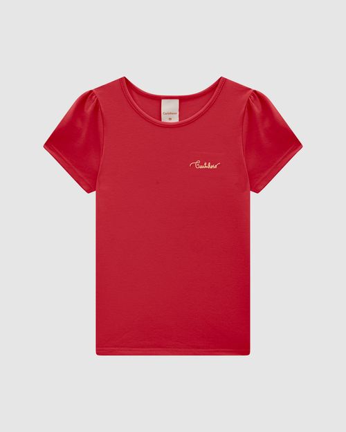 Blusa Menina Bordado No Peitoral Em Malha De Algodão Carinhoso