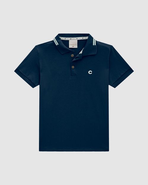 Camisa Polo Menino Peitilho Frontal Em Algodão - Carinhoso