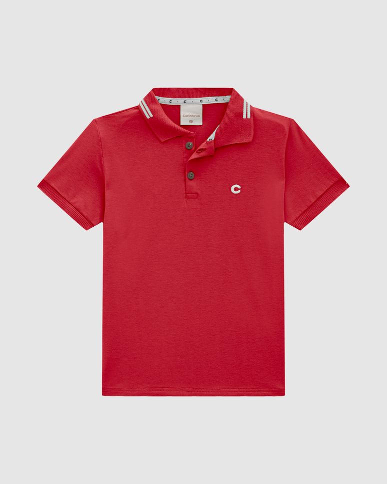 Camisa Polo Menino Peitilho Frontal Em Algodão - Carinhoso