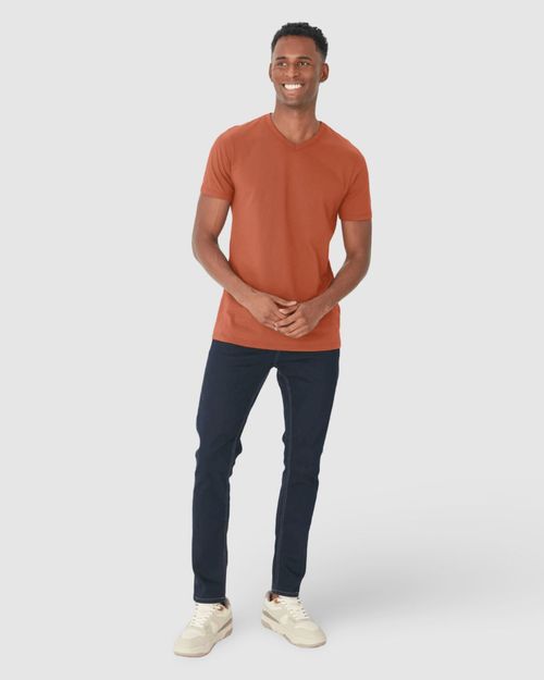 Camiseta Básica Masculina Gola V Em Algodão