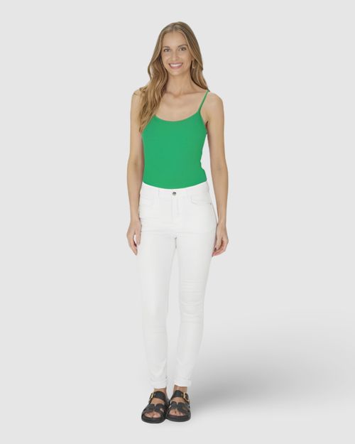 Regata Básica Feminina Decote Redondo Em Viscose Stretch