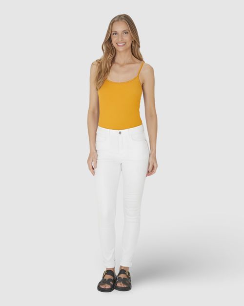 Regata Básica Feminina Decote Redondo Em Viscose Stretch