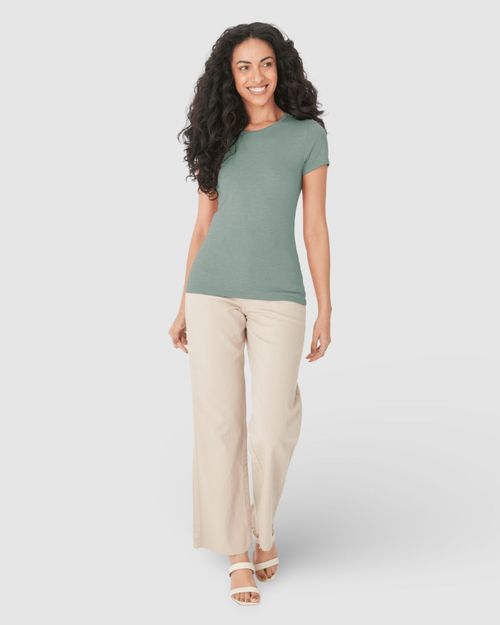 Blusa Básica Feminina Decote Redondo Em Algodão