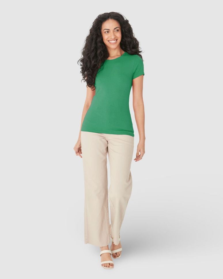 Blusa Básica Feminina Decote Redondo Em Algodão