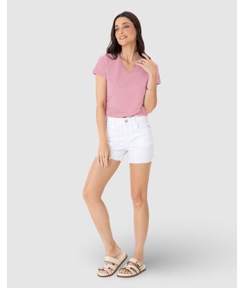 Blusa Básica Feminina Decote V Em Algodão