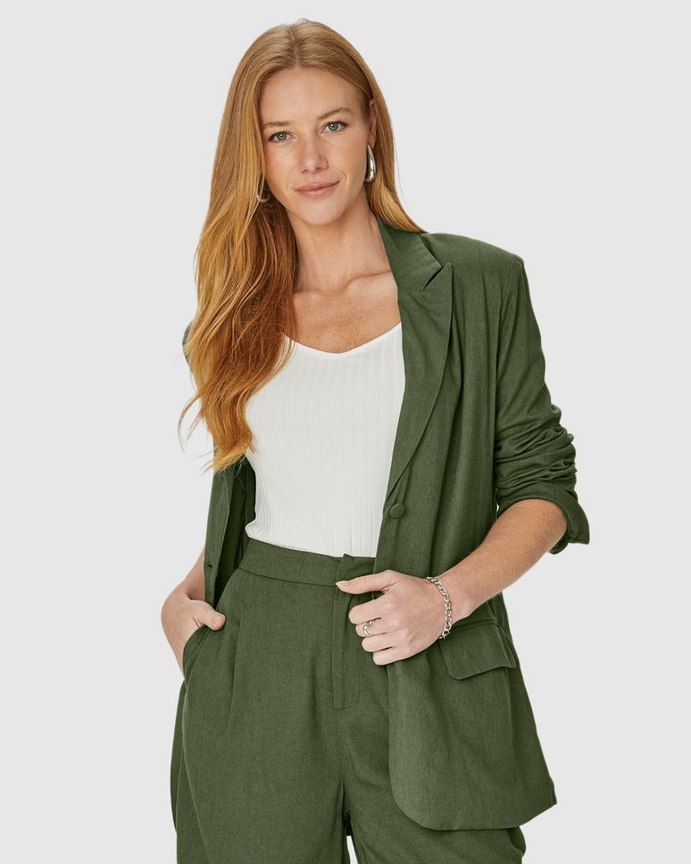 Blazer Feminino Com Bolso Frontal Em Viscolinho