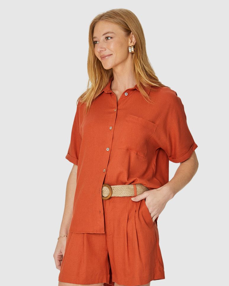 Camisa Box Feminina Manga Curta Em Viscolinho