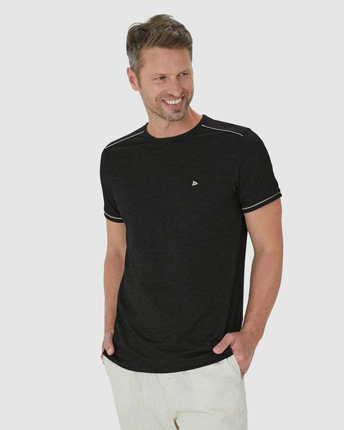 Camiseta Masculina Bordado Frontal Em Malha Texturizada