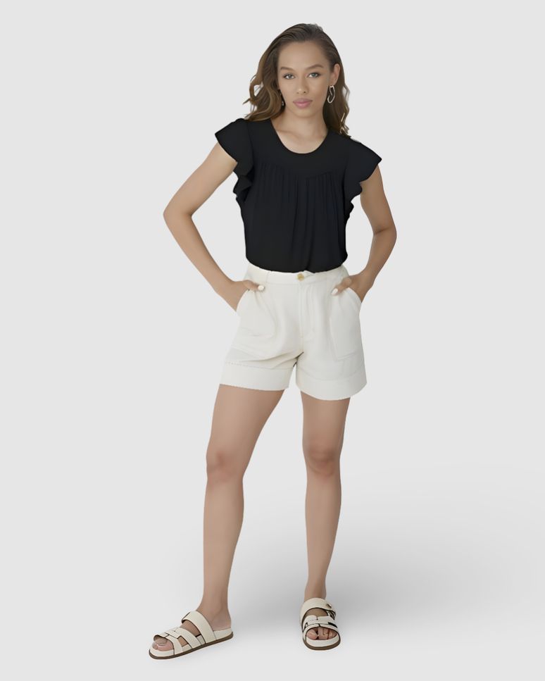 Blusa Feminina Evasê Decote Vazado Costas Em Viscose