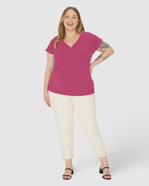 Blusa Básica Feminina Plus Size Decote V Em Viscose Botonê