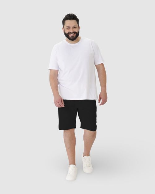Bermuda Masculina Plus Size Slim Cintura Média Em Sarja Com Elastano