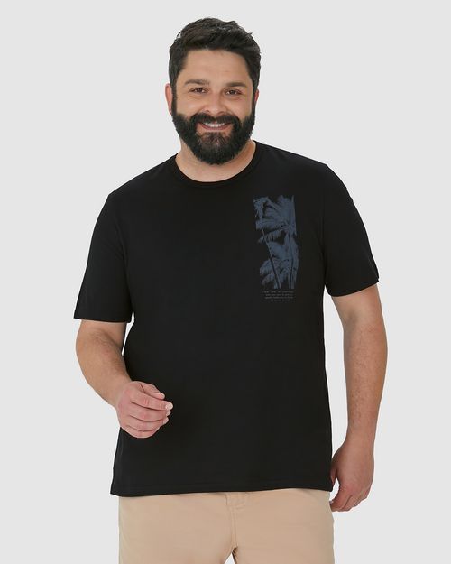 Camiseta Masculina Plus Size Estampa Peitoral Em Algodão