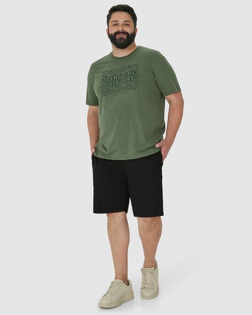Shorts Masculino Plus Size Slim Em Algodão Sarjado