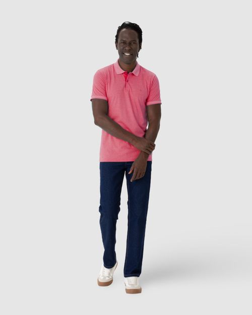 Camisa Polo Básica Masculina Slim Em Malha Rajada