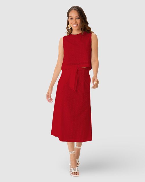 Regata Cropped Feminina Em Laise Algodão