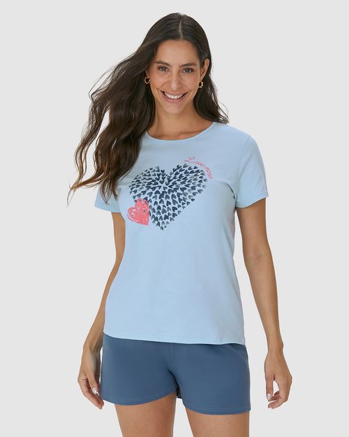 Pijama Feminino Blusa Estampa Love More Em Algodão