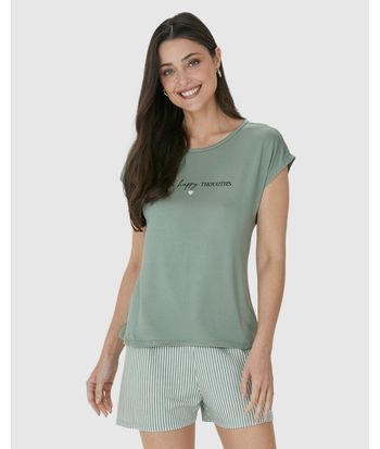 Pijama Feminino Think Happy Thoughts Em Viscose Stretch