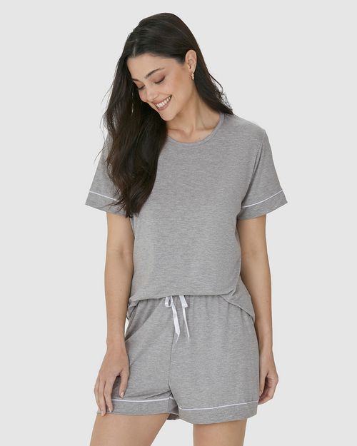 Pijama Feminino Shorts Com Laço Frontal Em Viscose Stretch